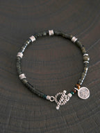 Mineral Soul Series | Black Astra | Golden Obsidian & Hammered Silver Bracelet