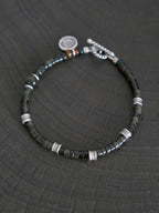 Mineral Soul Series | Black Astra | Golden Obsidian & Hammered Silver Bracelet