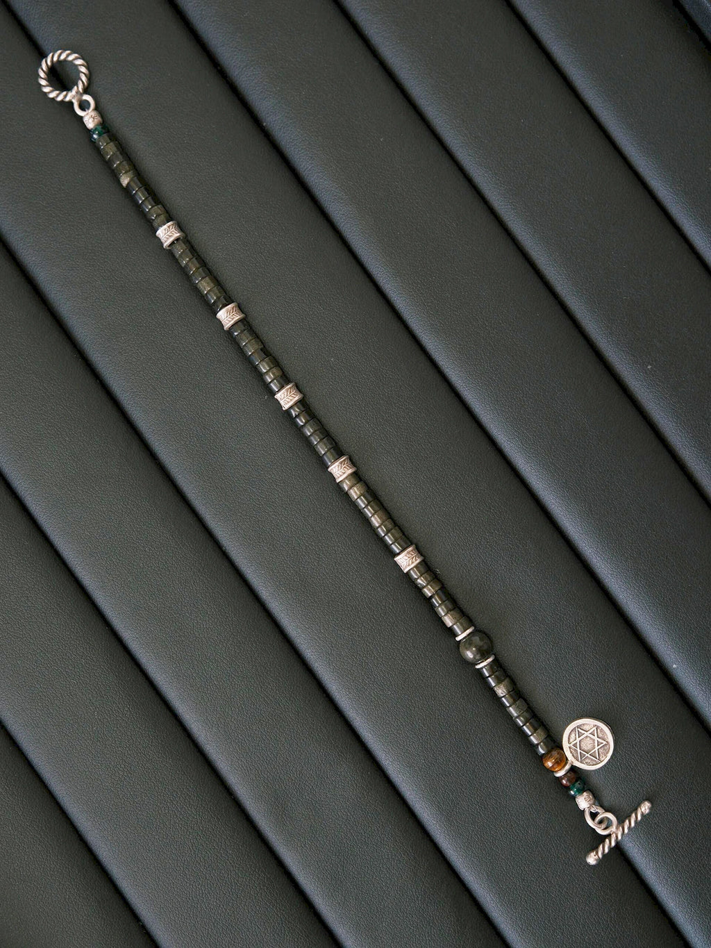 Mineral Soul Series | Black Astra | Golden Obsidian & Hammered Silver Bracelet