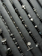 Mineral Soul Series | Black Astra | Golden Obsidian & Hammered Silver Bracelet