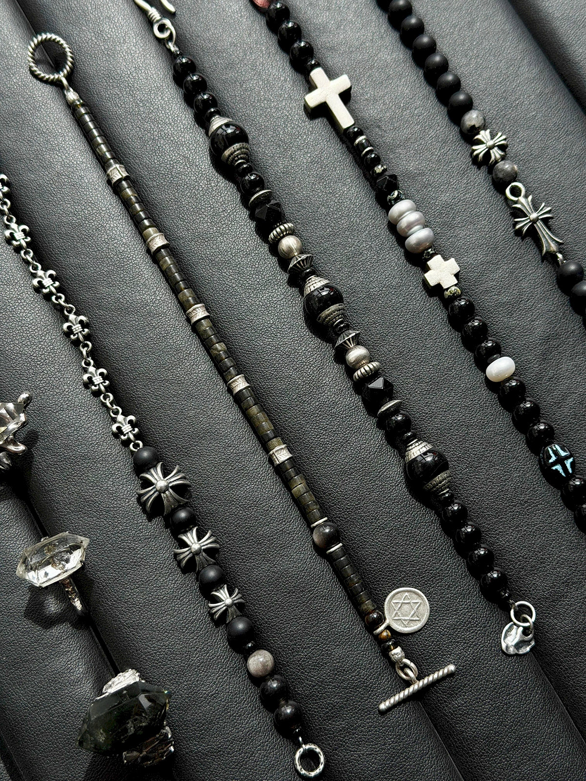 Mineral Soul Series | Black Astra | Golden Obsidian & Hammered Silver Bracelet