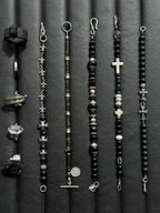 Mineral Soul Series | Black Astra | Golden Obsidian & Hammered Silver Bracelet