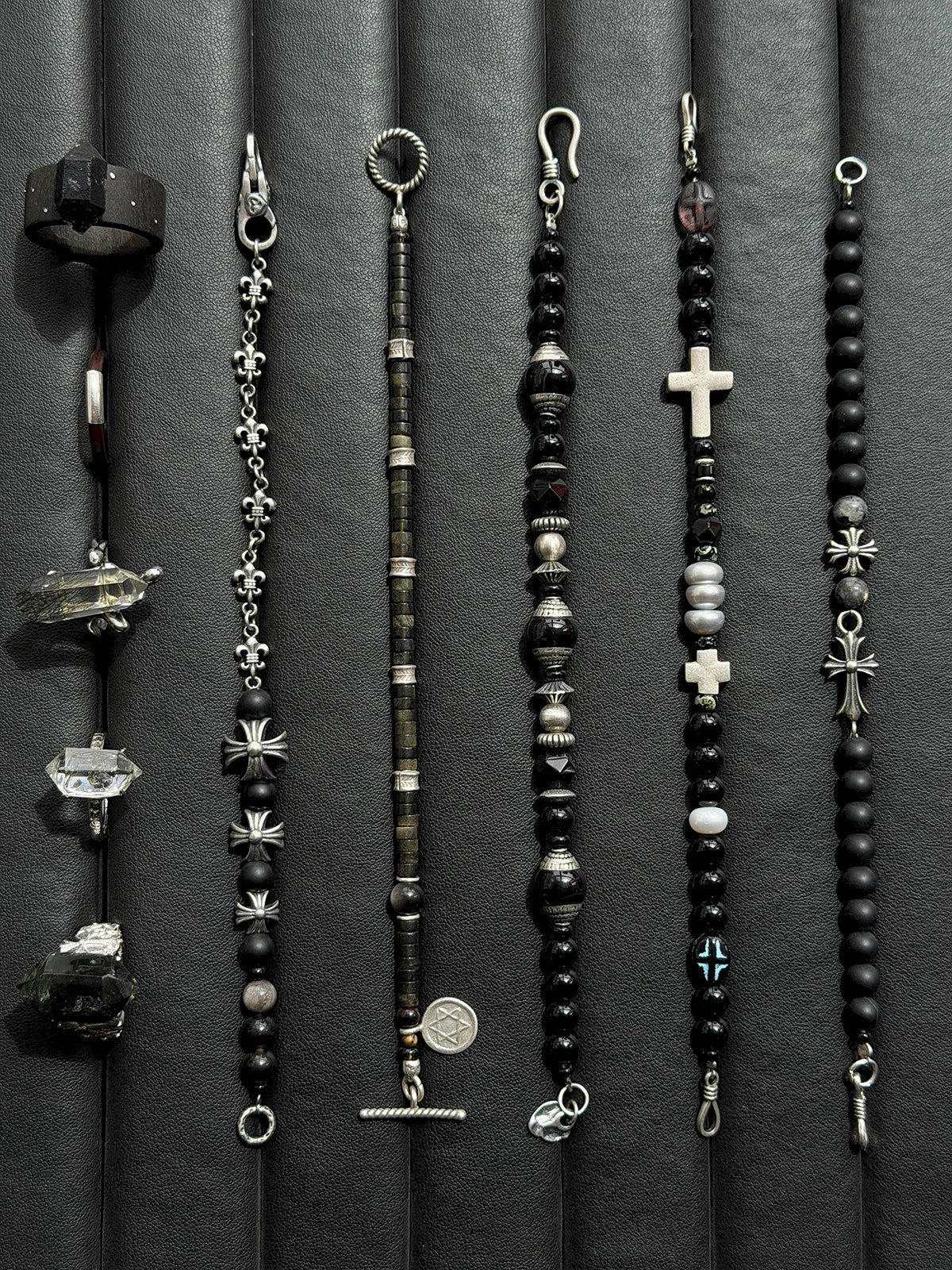 Mineral Soul Series | Black Astra | Golden Obsidian & Hammered Silver Bracelet