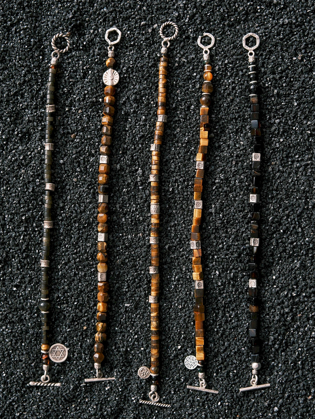 Mineral Soul Series | Black Astra | Golden Obsidian & Hammered Silver Bracelet