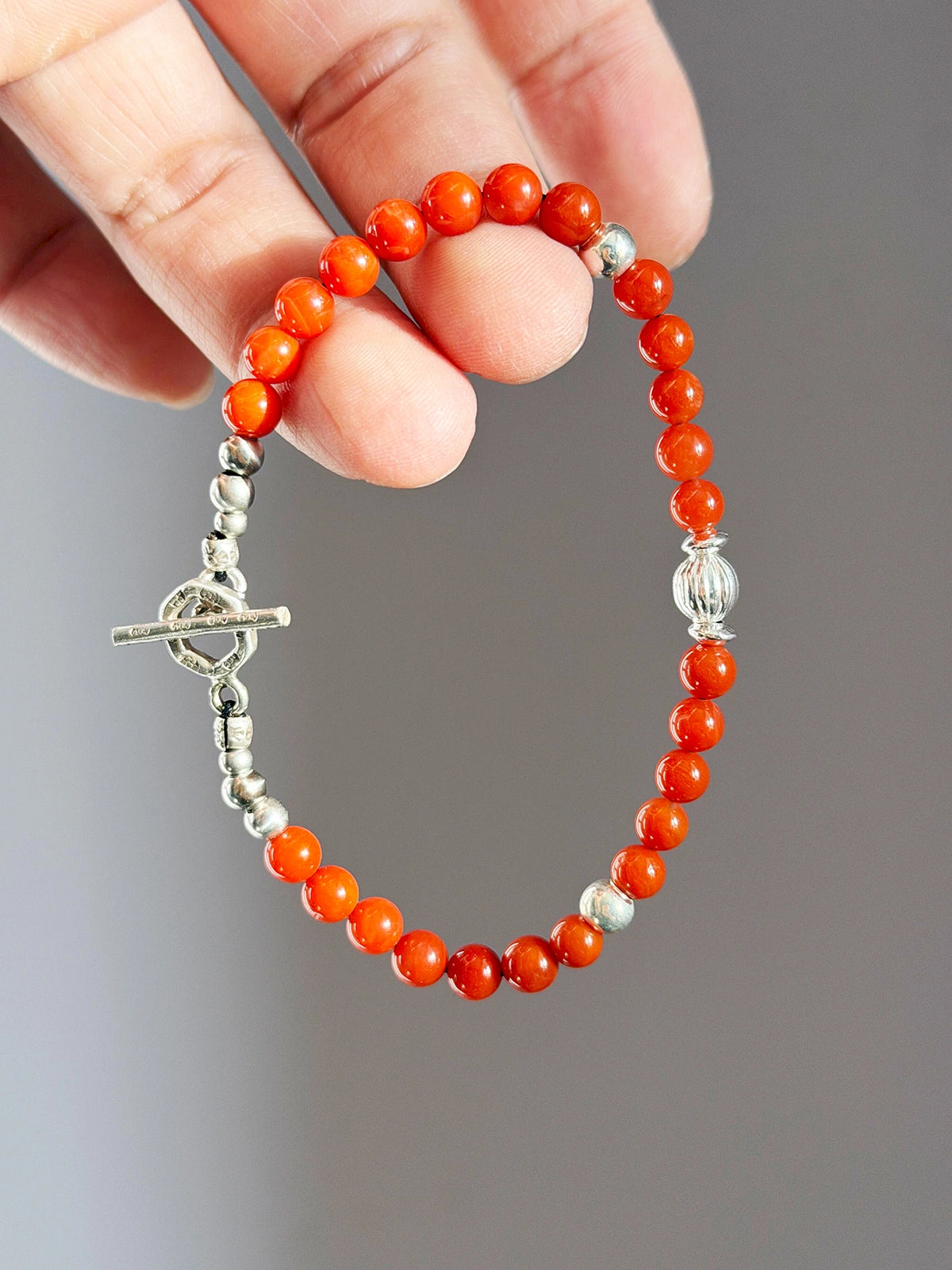 Identity Series | Red Ember | Nanhong Agate & Silver Bracelet