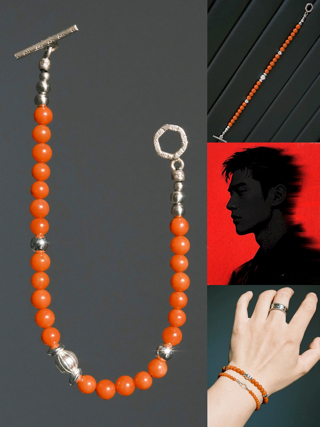 Identity Series | Red Ember | Nanhong Agate & Silver Bracelet