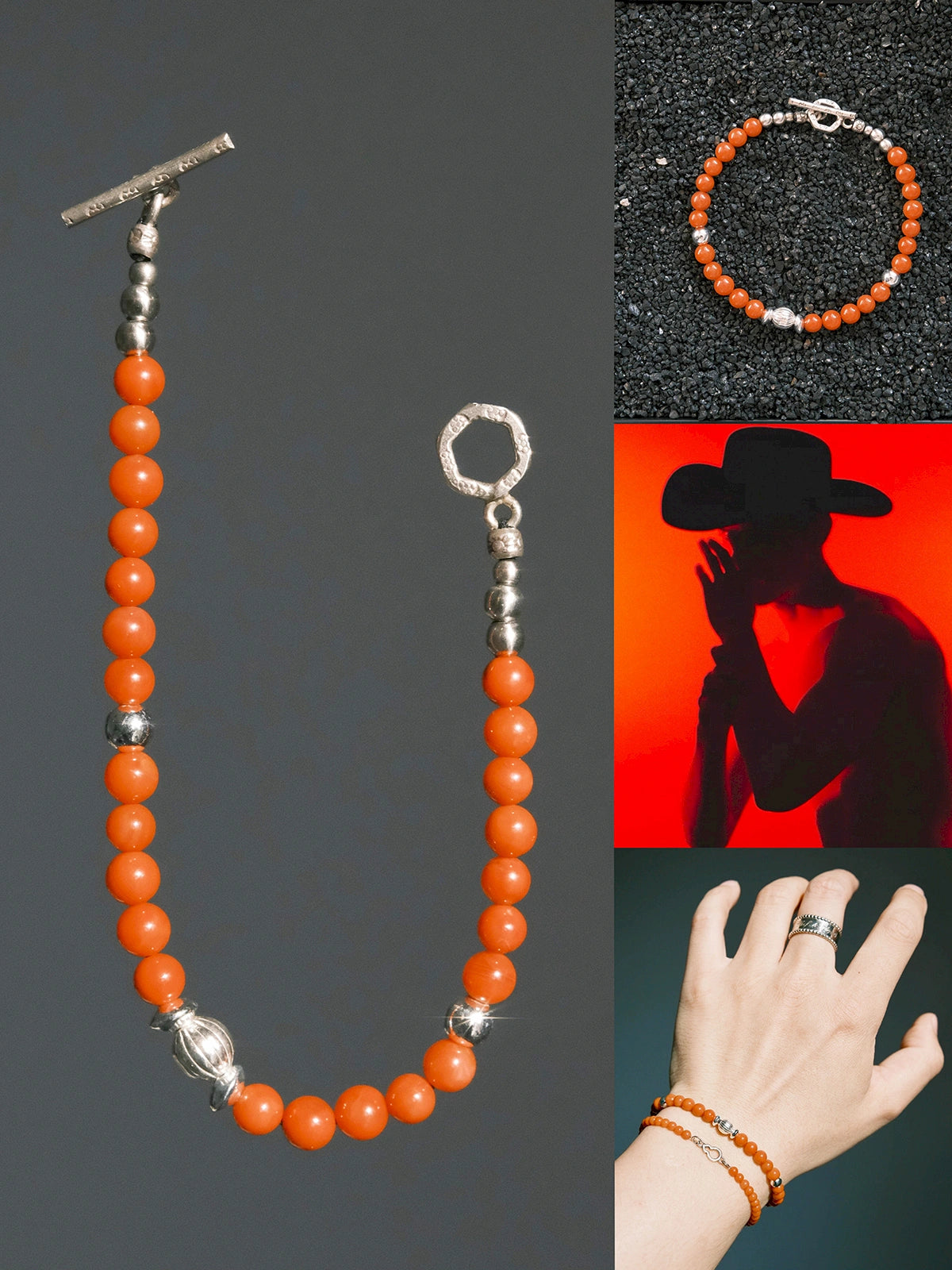 Identity Series | Red Ember | Nanhong Agate & Silver Bracelet