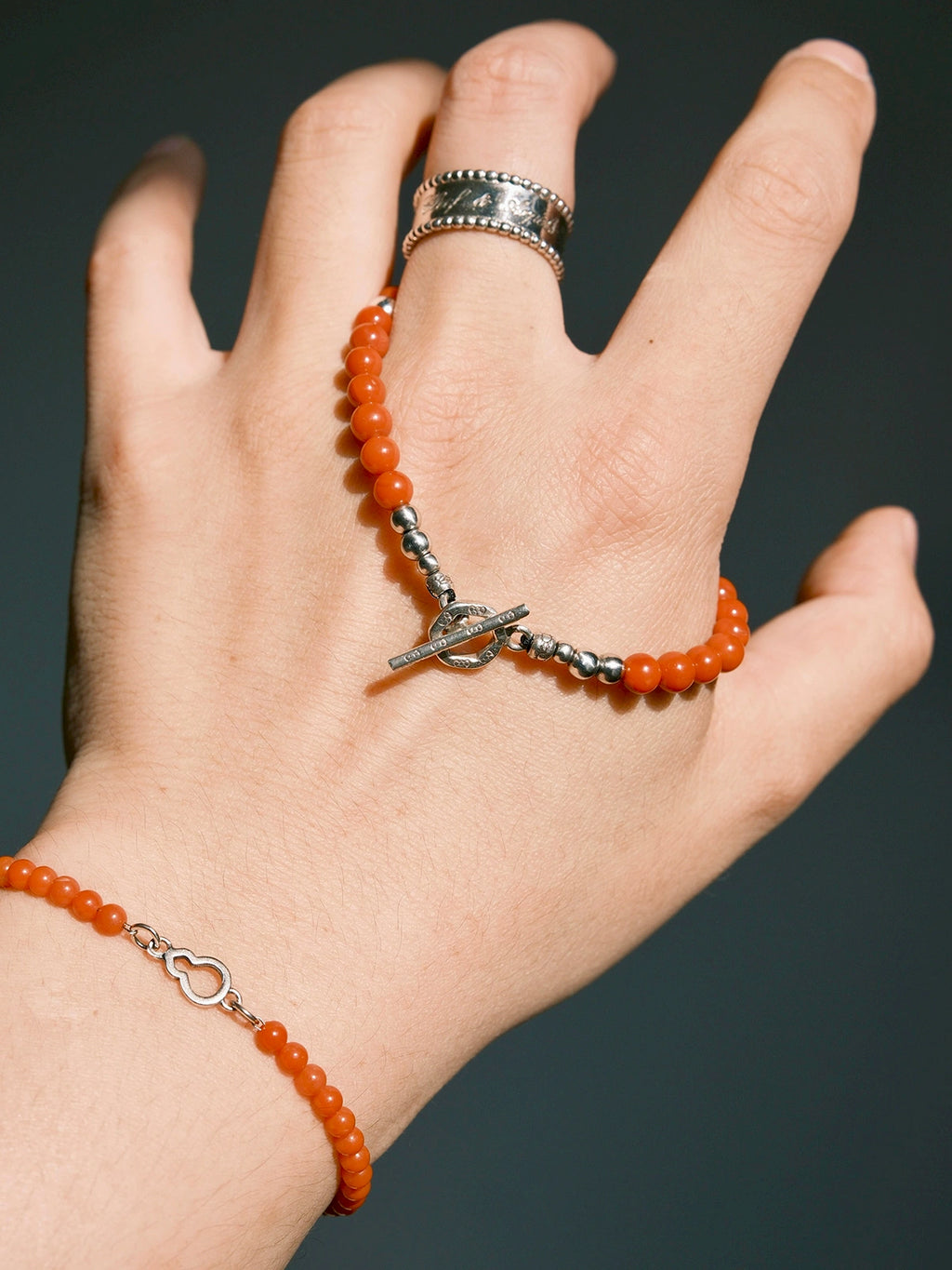 Identity Series | Red Ember | Nanhong Agate & Silver Bracelet