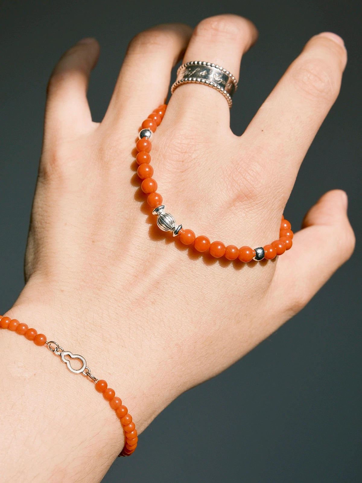 Identity Series | Red Ember | Nanhong Agate & Silver Bracelet