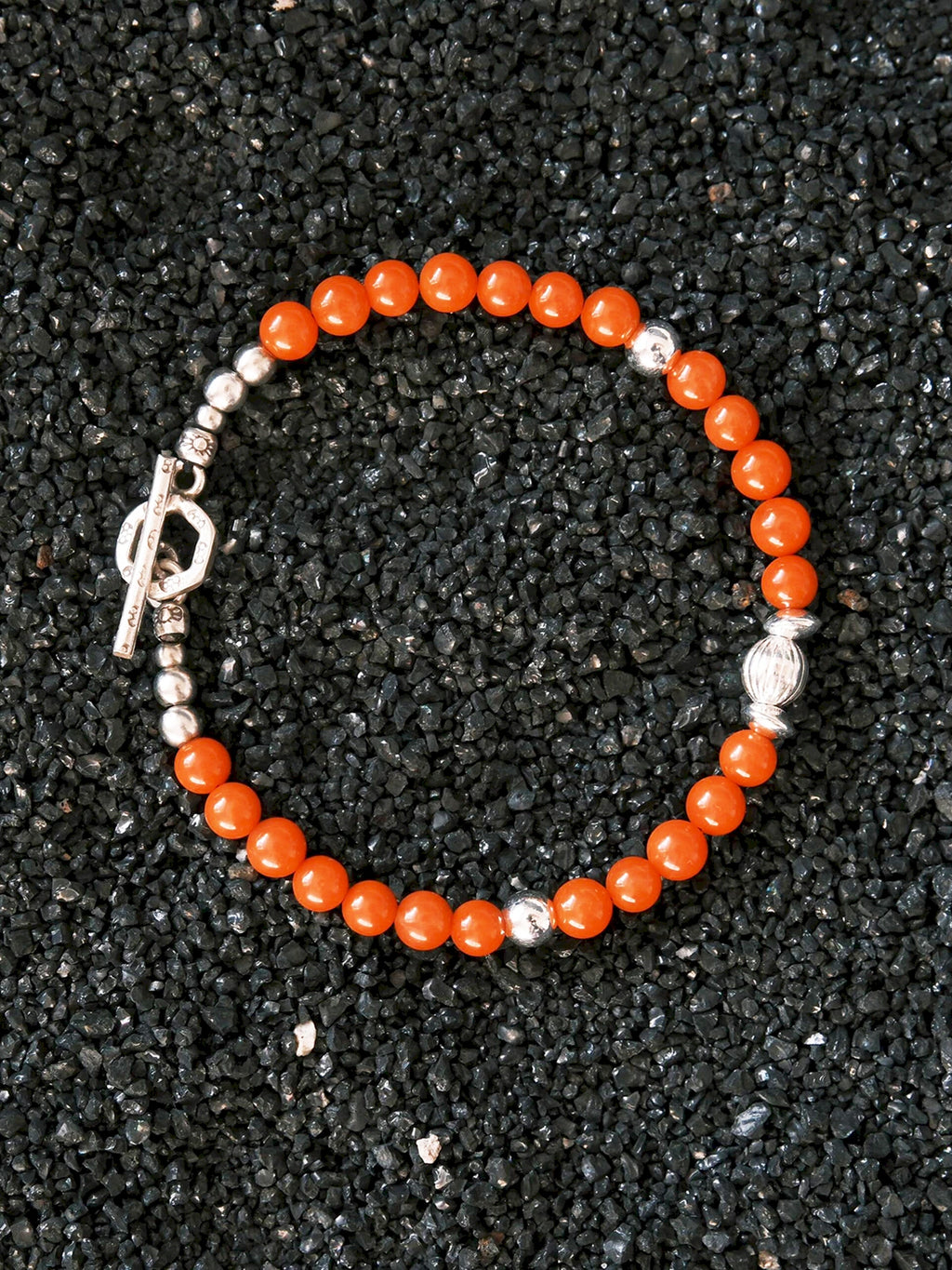 Identity Series | Red Ember | Nanhong Agate & Silver Bracelet
