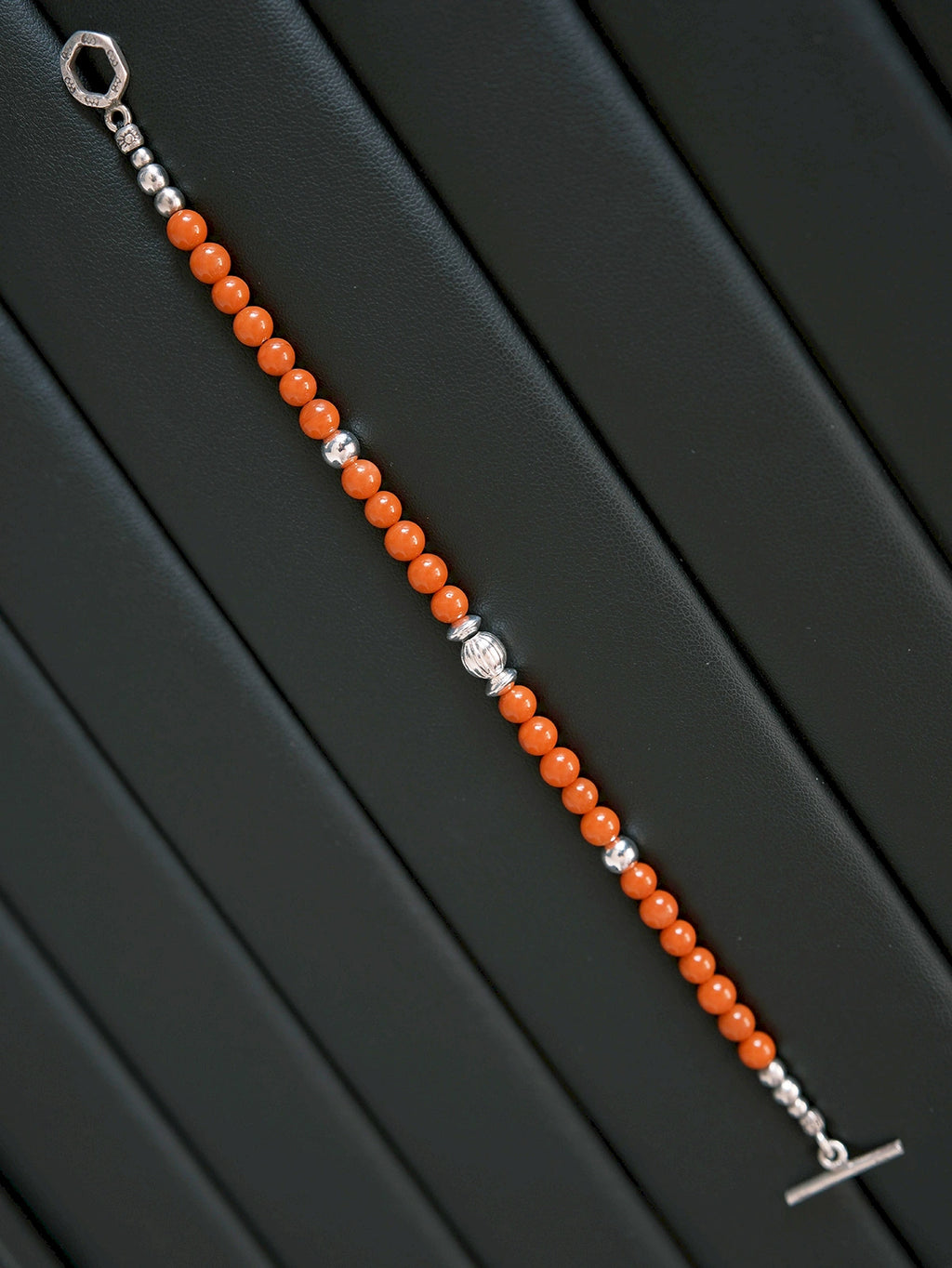 Identity Series | Red Ember | Nanhong Agate & Silver Bracelet