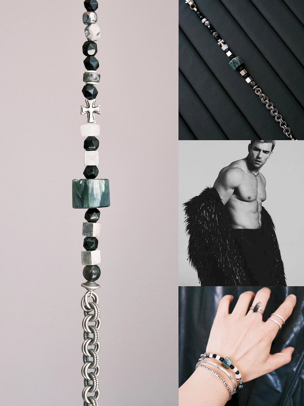 Urban Stoic Series | Dark Monolith | Seraphinite, Obsidian & Silver Bracelet