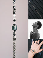Urban Stoic Series | Dark Monolith | Seraphinite, Obsidian & Silver Bracelet