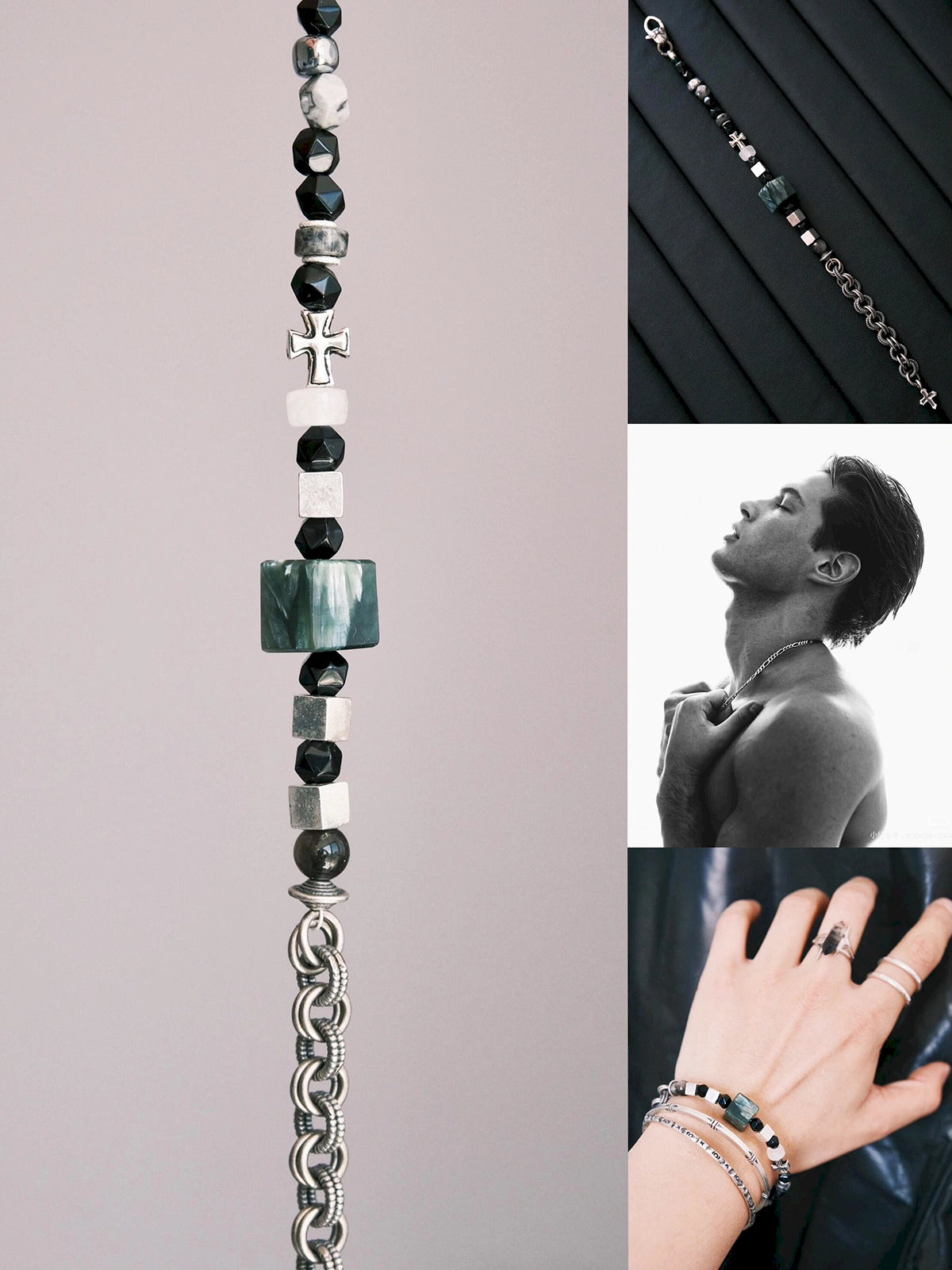 Urban Stoic Series | Dark Monolith | Seraphinite, Obsidian & Silver Bracelet