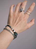 Urban Stoic Series | Dark Monolith | Seraphinite, Obsidian & Silver Bracelet