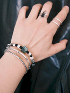 Urban Stoic Series | Dark Monolith | Seraphinite, Obsidian & Silver Bracelet