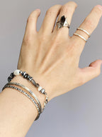 Urban Stoic Series | Dark Monolith | Seraphinite, Obsidian & Silver Bracelet