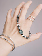 Urban Stoic Series | Dark Monolith | Seraphinite, Obsidian & Silver Bracelet