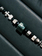 Urban Stoic Series | Dark Monolith | Seraphinite, Obsidian & Silver Bracelet