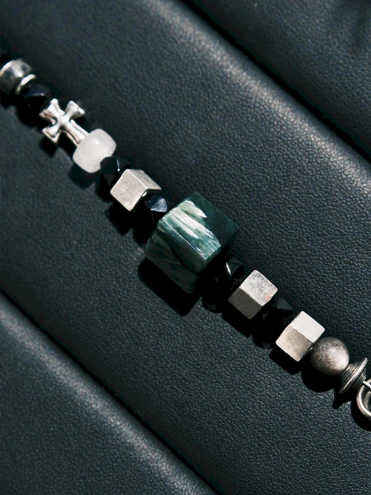Urban Stoic Series | Dark Monolith | Seraphinite, Obsidian & Silver Bracelet