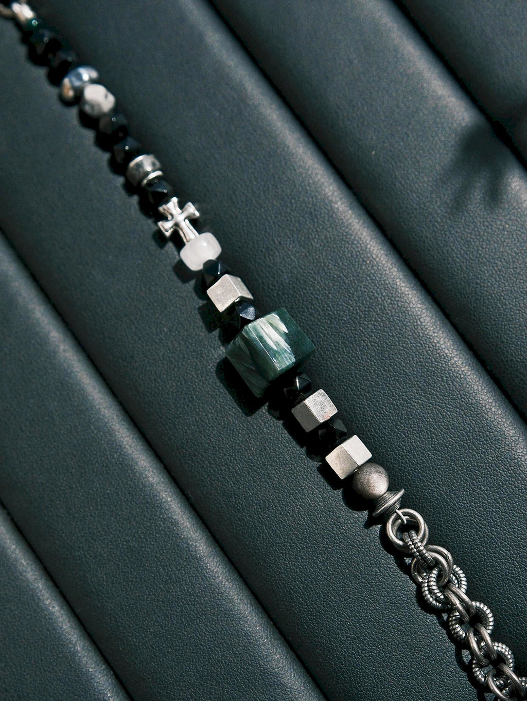 Urban Stoic Series | Dark Monolith | Seraphinite, Obsidian & Silver Bracelet