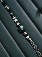 Urban Stoic Series | Dark Monolith | Seraphinite, Obsidian & Silver Bracelet
