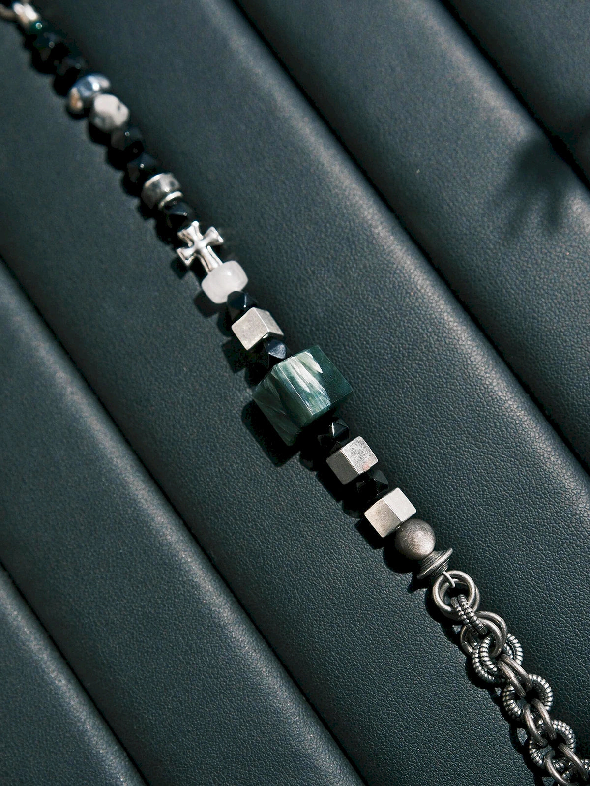 Urban Stoic Series | Dark Monolith | Seraphinite, Obsidian & Silver Bracelet