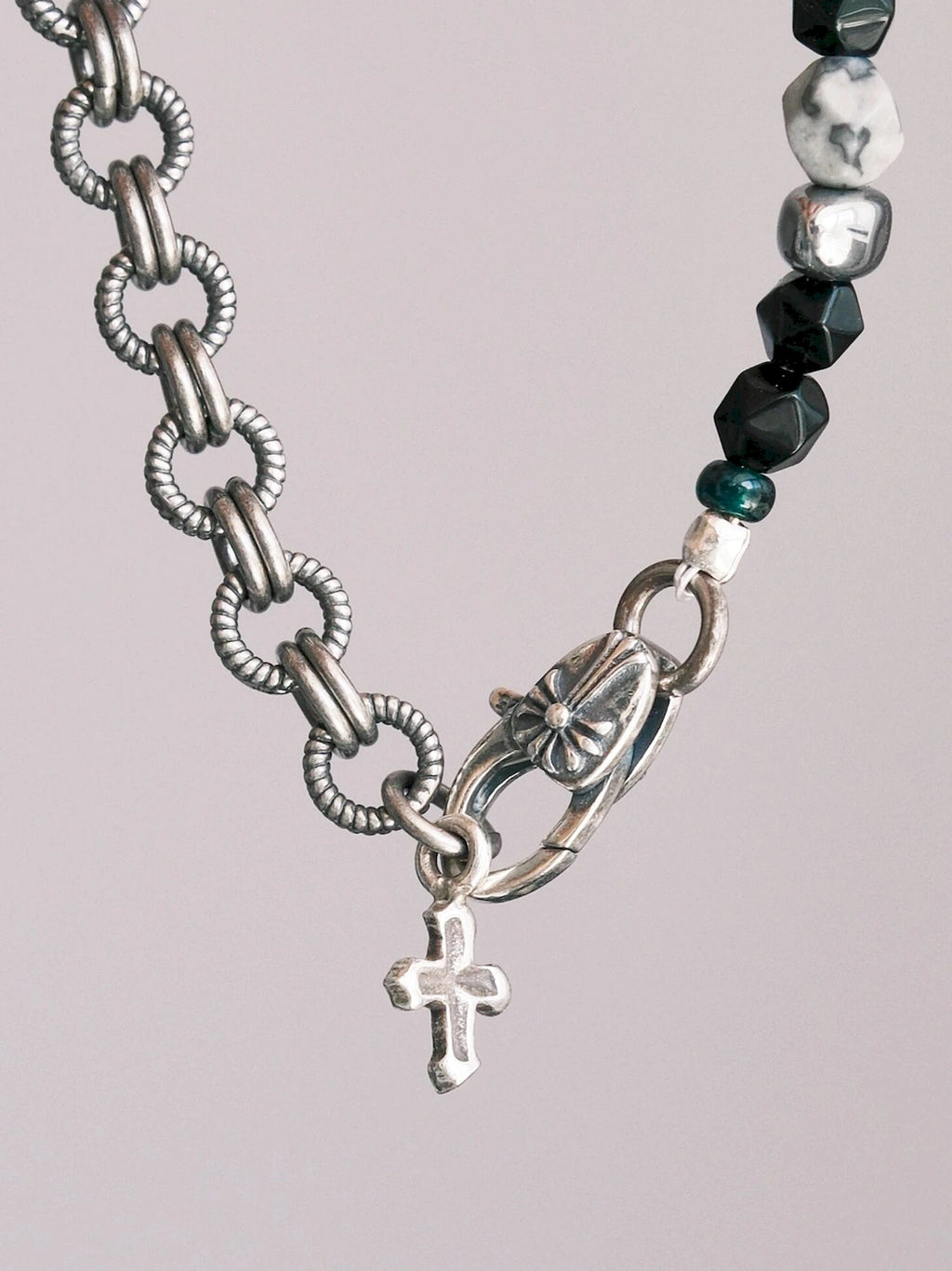 Urban Stoic Series | Dark Monolith | Seraphinite, Obsidian & Silver Bracelet