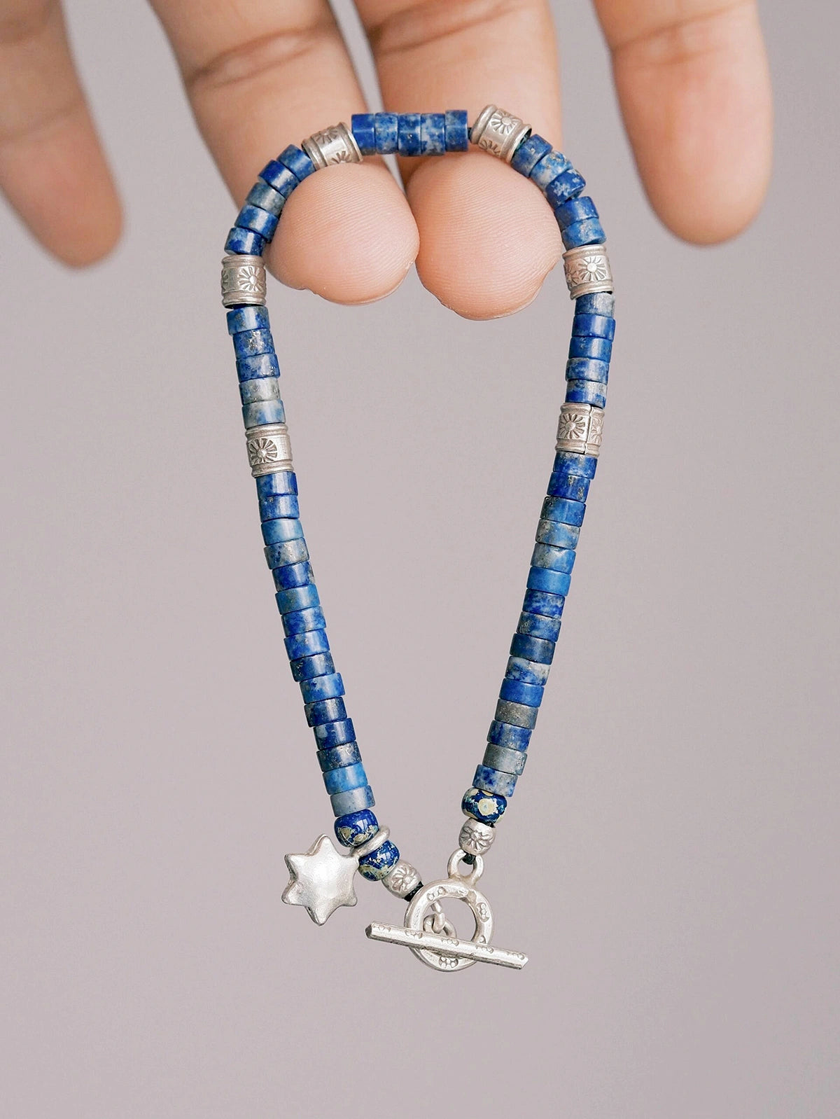 Identity Series | Blue Wayfinder | Lapis Lazuli, Fine Silver & Miyuki Bracelet Main image