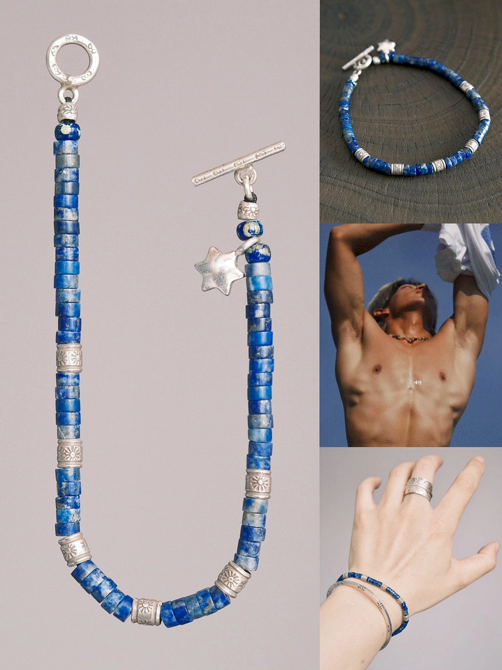 Identity Series | Blue Wayfinder | Lapis Lazuli, Fine Silver & Miyuki Bracelet
