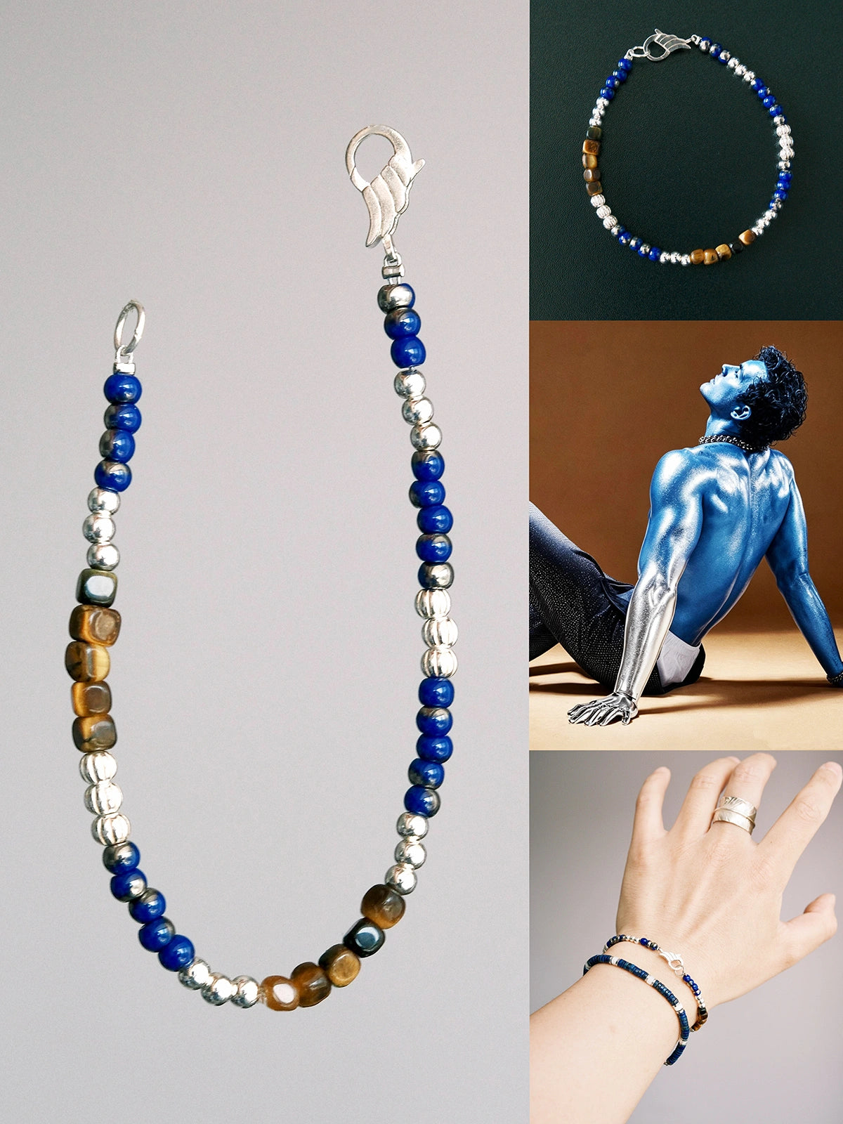 Identity Series | Silver Epoch | Tiger Eye, Sterling Silver & Colored-Glaze Bracelet