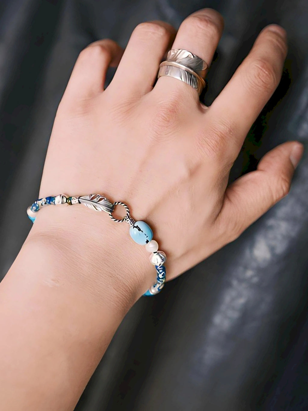 Mineral Soul Series | Blue Plume | Turquoise, Pearl & Silver Bracelet