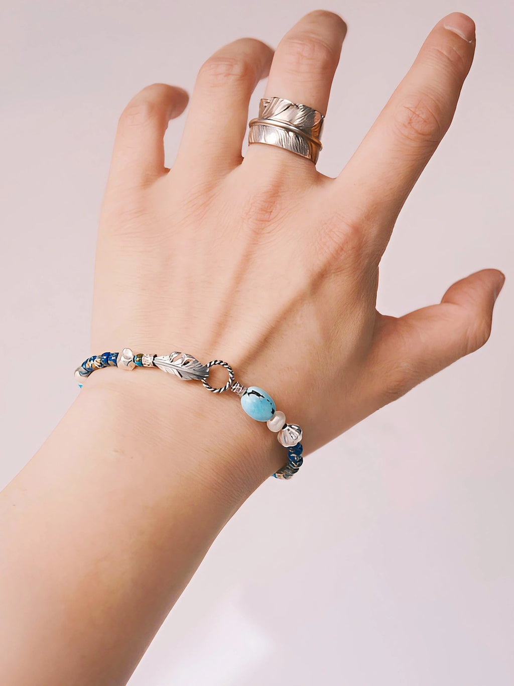 Mineral Soul Series | Blue Plume | Turquoise, Pearl & Silver Bracelet