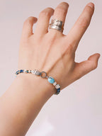 Mineral Soul Series | Blue Plume | Turquoise, Pearl & Silver Bracelet