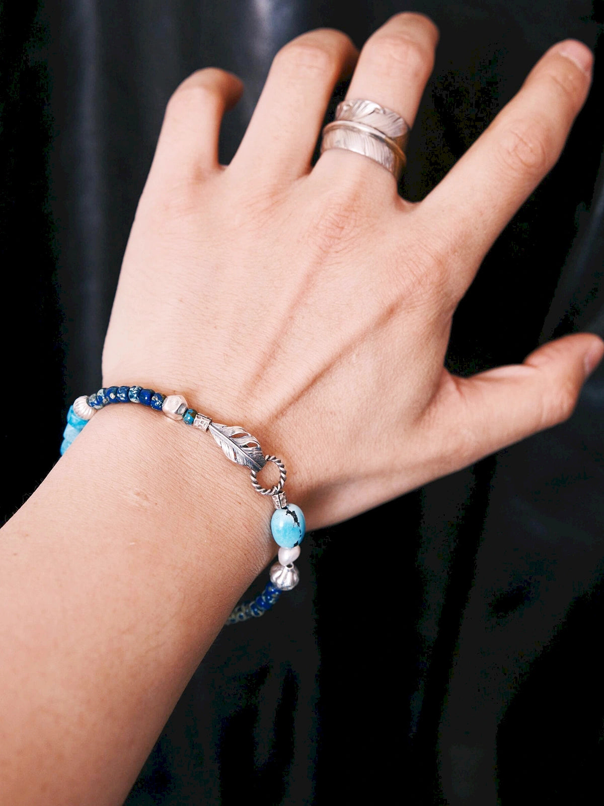 Mineral Soul Series | Blue Plume | Turquoise, Pearl & Silver Bracelet
