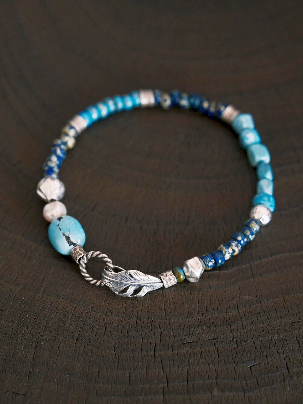 Mineral Soul Series | Blue Plume | Turquoise, Pearl & Silver Bracelet
