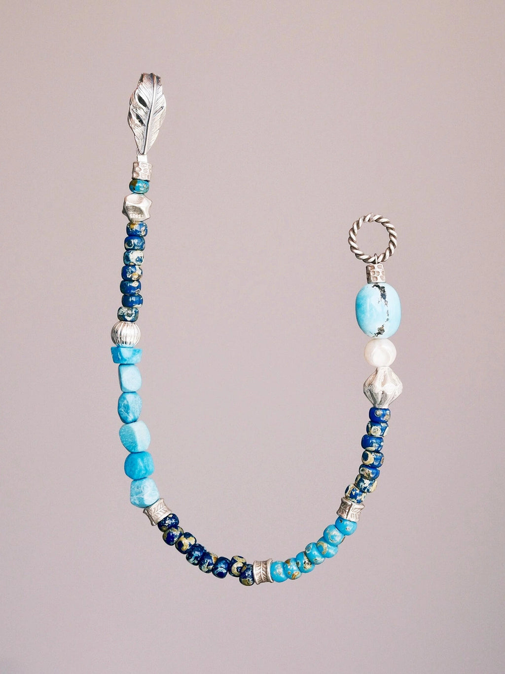 Mineral Soul Series | Blue Plume | Turquoise, Pearl & Silver Bracelet