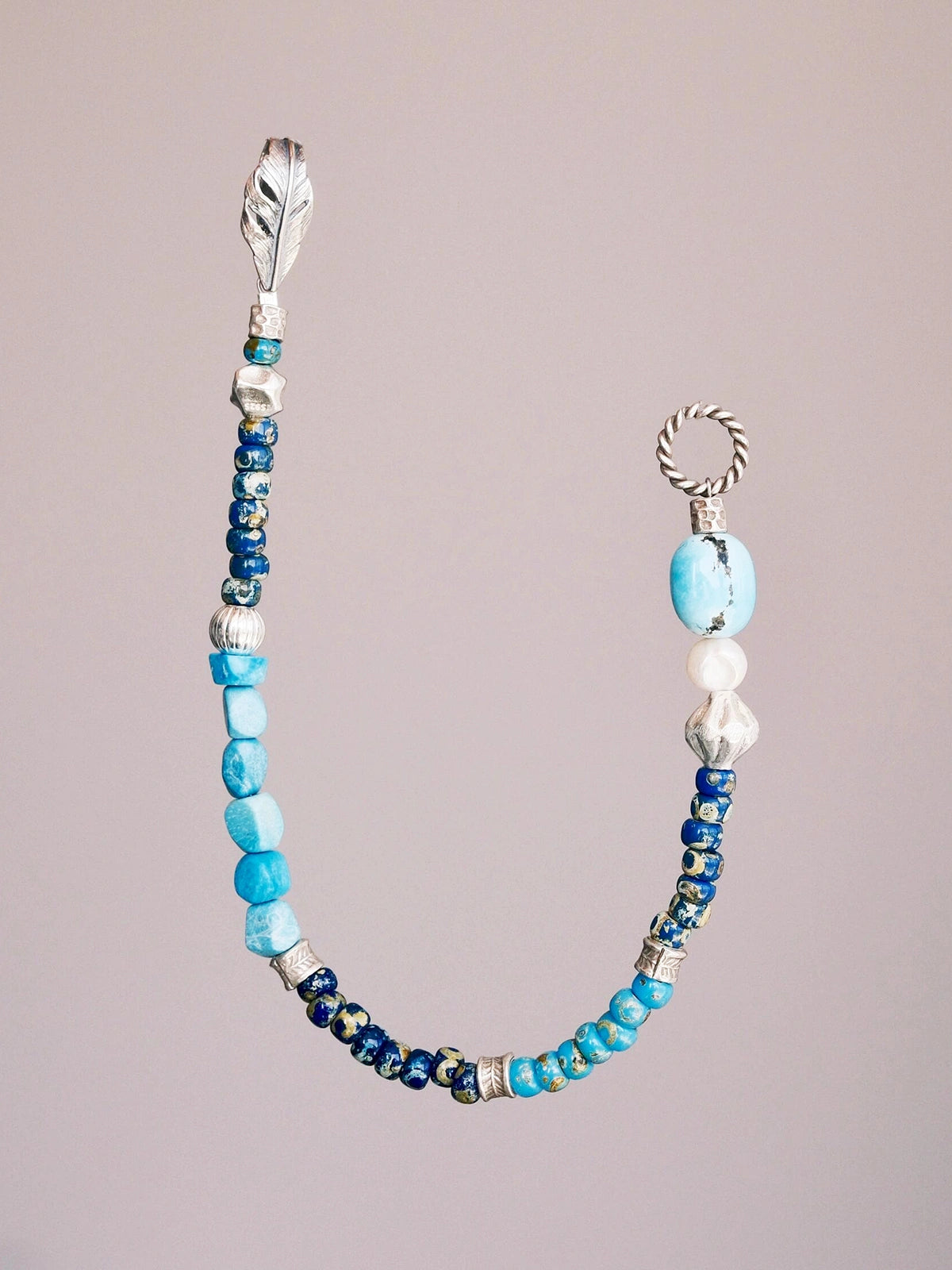 Mineral Soul Series | Blue Plume | Turquoise, Pearl & Silver Bracelet