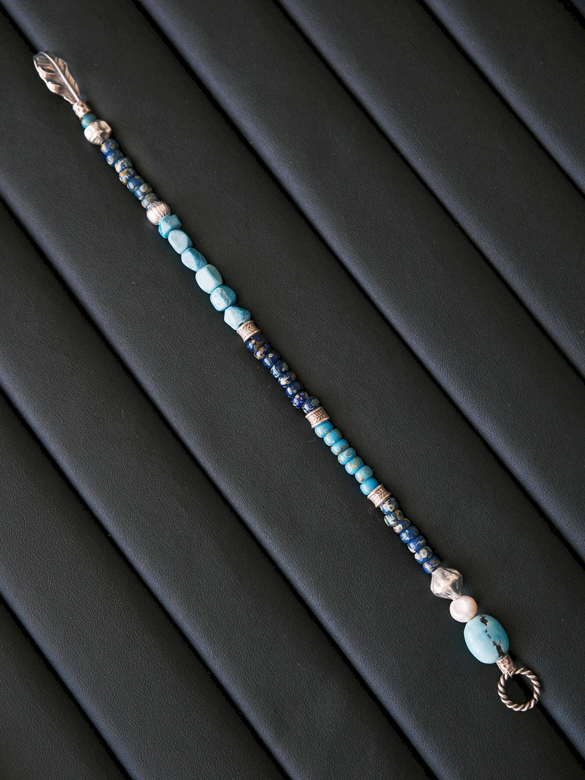 Mineral Soul Series | Blue Plume | Turquoise, Pearl & Silver Bracelet