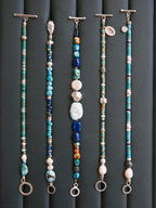 Meaningful gift for him, men’s turquoise and pearl bracelet from Mineral Soul Series with refined silver details