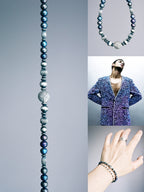 Urban Stoic Series Pearl Current men’s bracelet, natural pearls, hammered silver, cold ocean tones, masculine pearl jewelry inspiration.