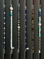 Men’s pearl bracelet for date night and social evening, cold tone pearls, hammered silver, confident understated style.