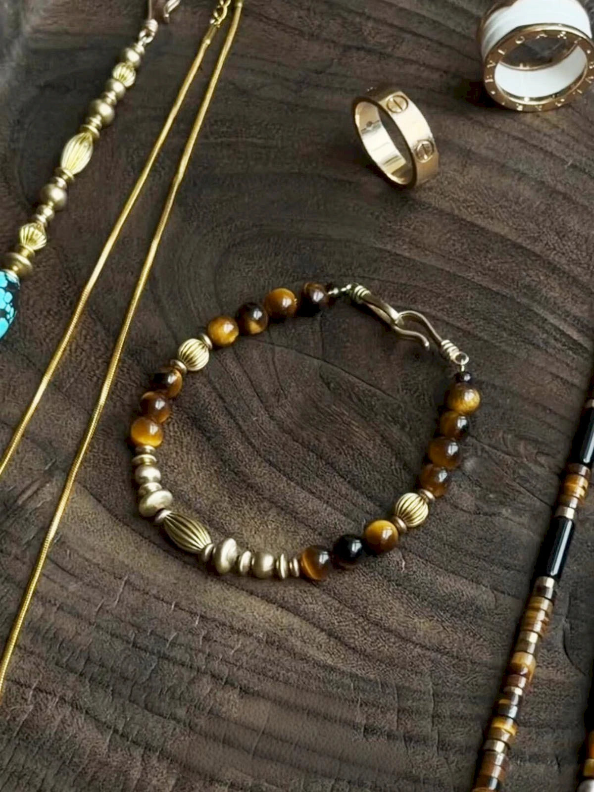 Urban Stoic Series | Golden Gaze | Tiger Eye & Refined Brass Bracelet