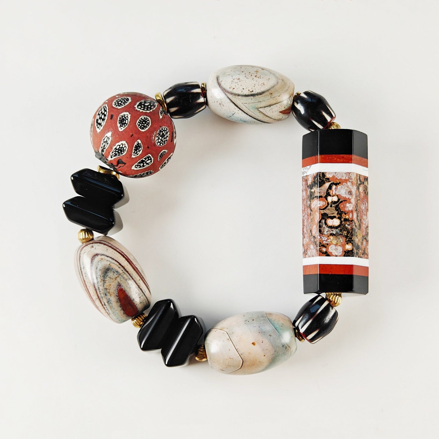 Handcrafted Multi-Gemstone Bracelet – Unique Roman Column Design | Natural Stone & Vintage Beads | Meaningful Gift Main image