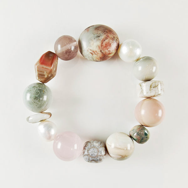 Monet-Inspired Gemstone Bracelet – Handmade Natural Crystal & Pearl Jewelry | Soft Aesthetic Meaningful Gift