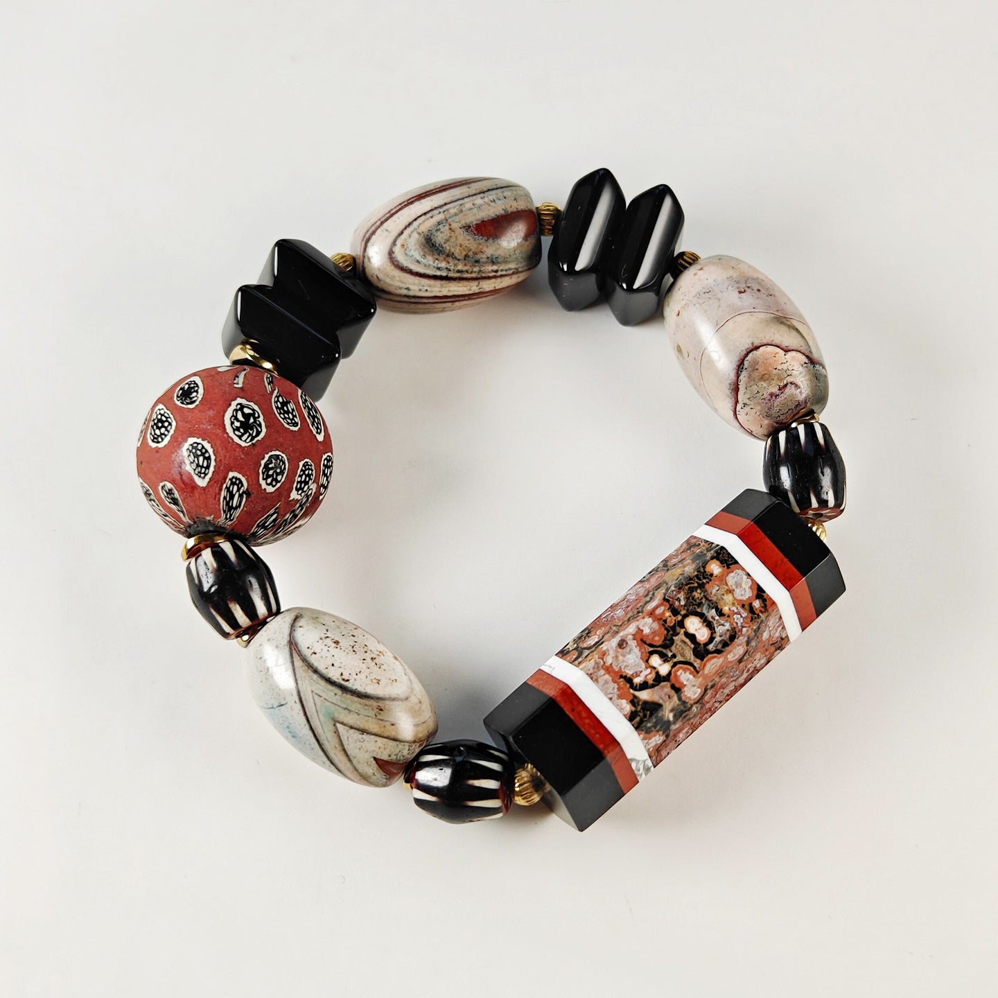 Handcrafted Multi-Gemstone Bracelet – Unique Roman Column Design | Natural Stone & Vintage Beads | Meaningful Gift