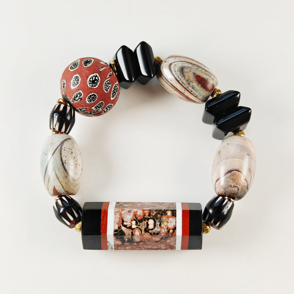 Handcrafted Multi-Gemstone Bracelet – Unique Roman Column Design | Natural Stone & Vintage Beads | Meaningful Gift