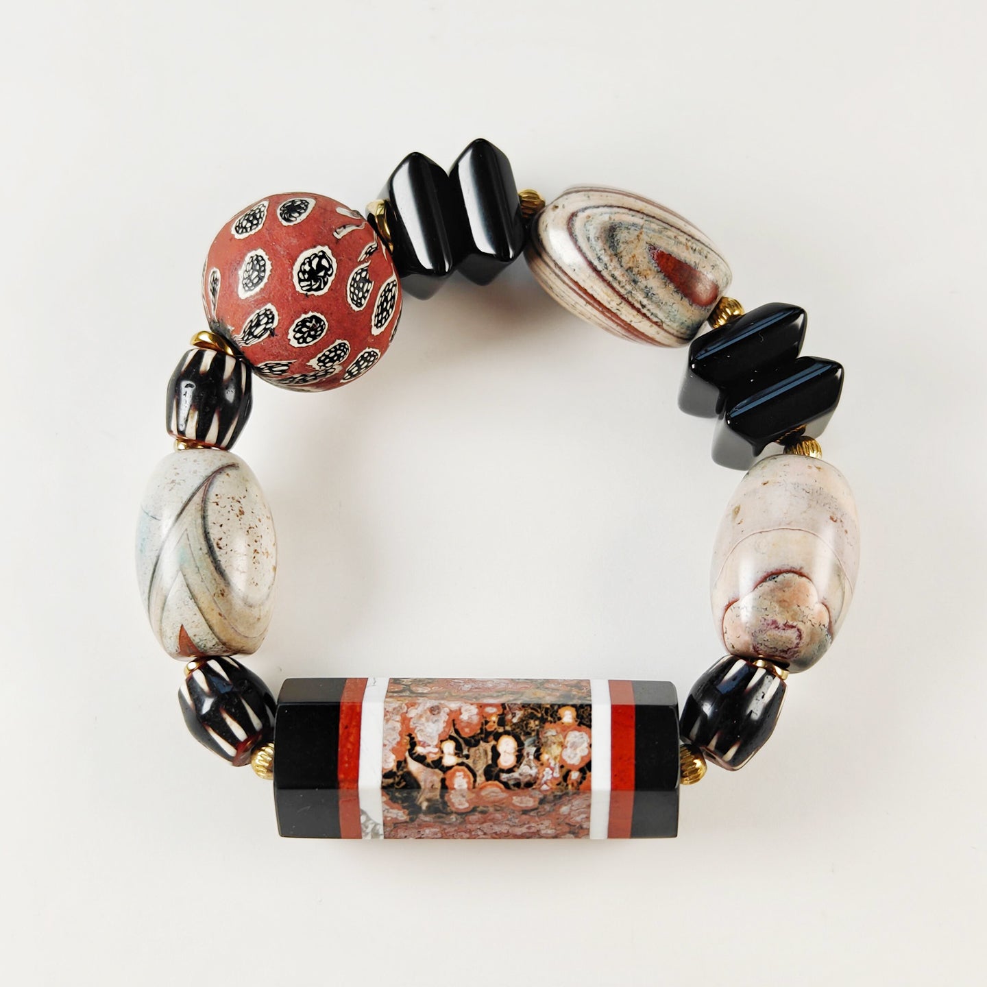 Handcrafted Multi-Gemstone Bracelet – Unique Roman Column Design | Natural Stone & Vintage Beads | Meaningful Gift