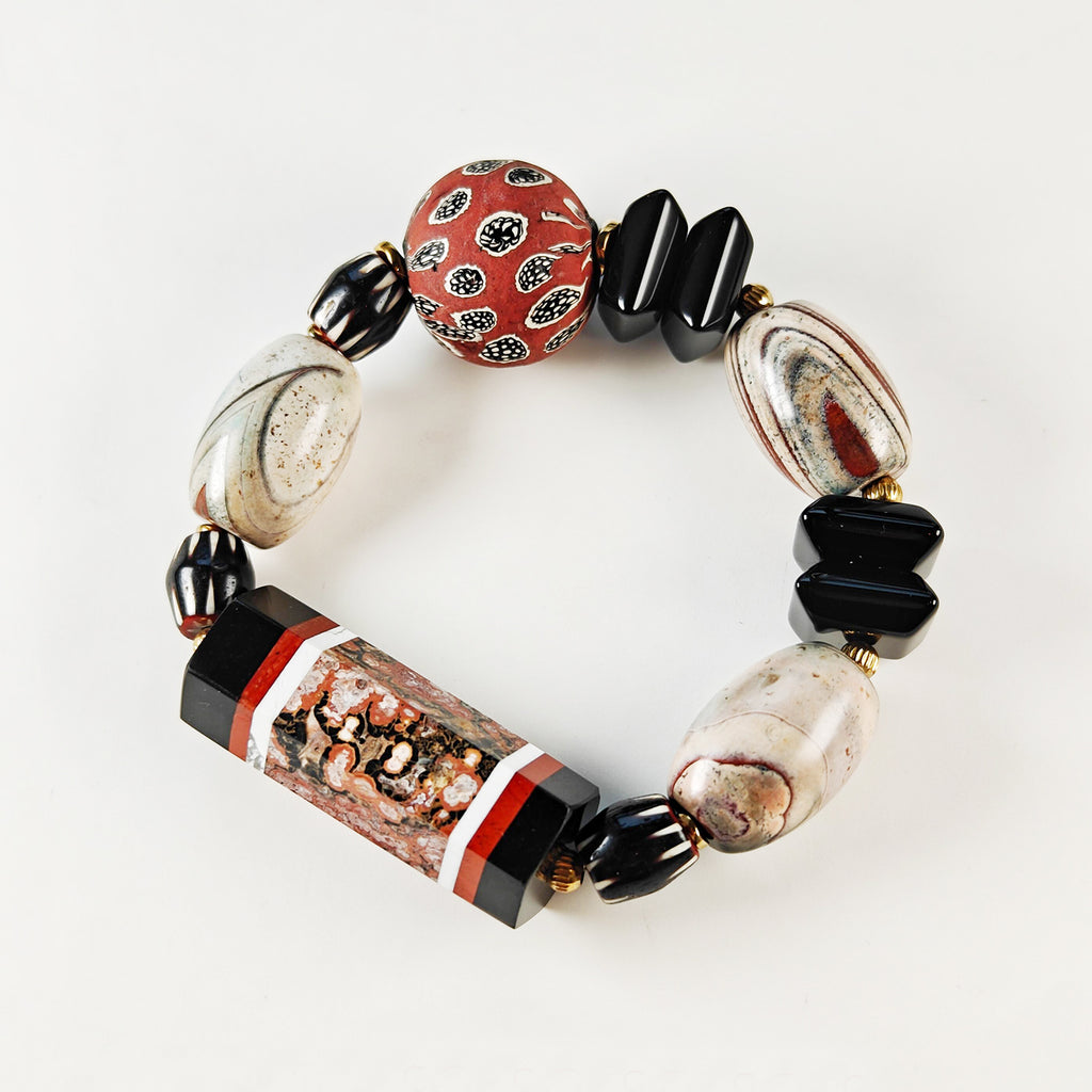 Handcrafted Multi-Gemstone Bracelet – Unique Roman Column Design | Natural Stone & Vintage Beads | Meaningful Gift