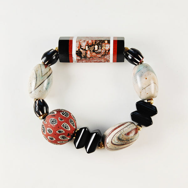 Handcrafted Multi-Gemstone Bracelet – Unique Roman Column Design | Natural Stone & Vintage Beads | Meaningful Gift